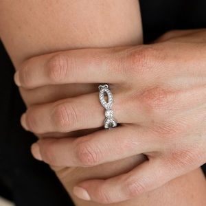 Simple white rhinestone ring